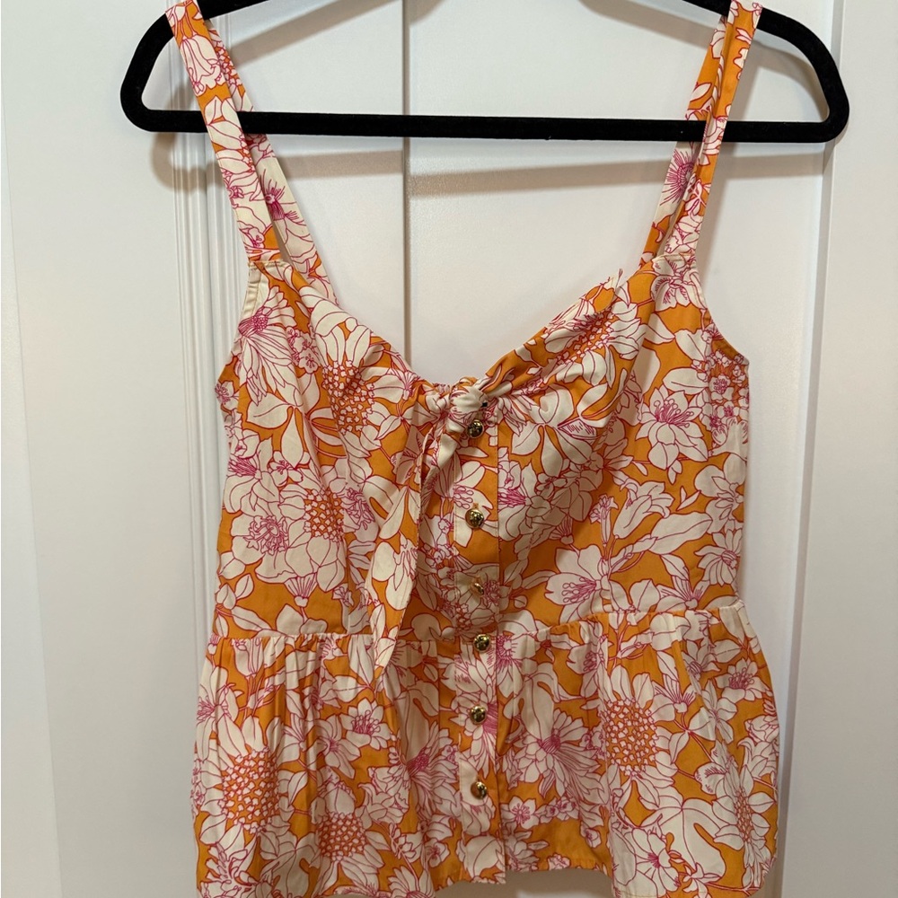J. Crew Orange Sleeveless Peplum Tank Top
